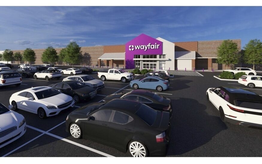 A rendering of Wayfair's planned large format store in Princeton, N.J. Image courtesy of Wayfair.